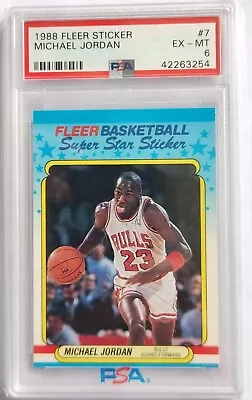 1988 Fleer Sticker #7 Michael Jordan (PSA 6) • $40