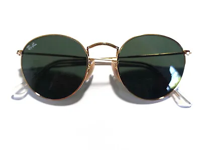 $105 • Buy Ray-Ban Round Metal Sunglasses RB3447-001 Gold / Green Classic G-15 Lens