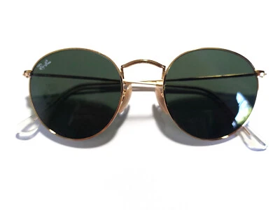$105 • Buy Ray-Ban Round Metal Sunglasses RB3447-001 Gold / Green Classic G-15 Lens