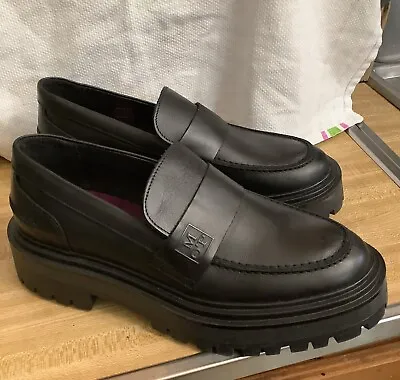 Marc O'Polo Women’s Chunky Loafer Black Leather Shoes Sz. 39-EU / 8.5” US NWOB • £91.69