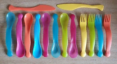 Bundle Of Toddler Cutlery - 2 Knives - 4 Forks - 8 Spoons In Bright Colours • £2
