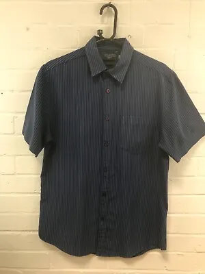 £2.99 • Buy Atlantic Bay Mens Blue Striped Short Sleeved Shirt Size S #JG