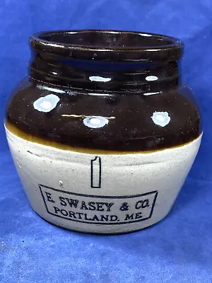 C.1910 E. Swasey 1 Quart Bean Pot W/ Handle ~ PORTLAND ME • $39