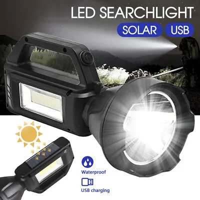 $14.78 • Buy Solar LED Searchlight USB Rechargeable Spotlight Flashlight Torch Power Bank AU