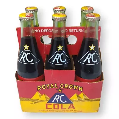 Vintage Royal Crown Pyramid RC Cola 6 Pack W/ Carrier Soda Bottles SEALED FULL • $54.95