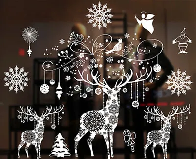 £4.29 • Buy Christmas Window-Stickers Art Xmas Santa Removable Decal Wall Shop Home Decor UK