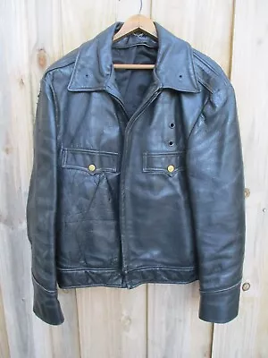 Miklos Sas NYPD Vintage Black Leather Policeman Motorcycle Jacket 46 • $449.99