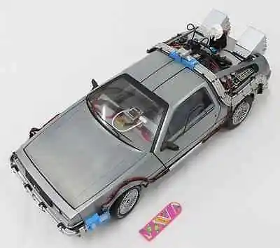 Mini Car Damaged Item 1/18 Back To The Future Time Machine With Mr.Fusion Silver • $212.62
