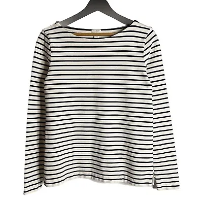 J. Crew Women's T-Shirt Size XS Nautical Stripe Navy Blue Long Sleeve Cotton • $14.95
