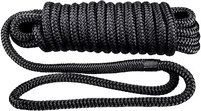 $9.88 • Buy 1/2Inch 20FT Black Double Braid Nylon Boat Dock Line Mooring Rope Boat Up To 35'