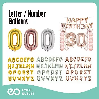 Foil Balloon Number Helium Jumbo Wedding Party Birthday Rose Gold Silver AU • $1.99