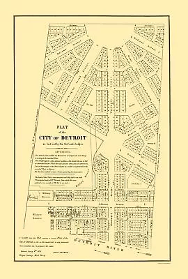 Detroit Michigan Territory Plat - Farmer 1831 - 23.00 X 34.03 • $94.95