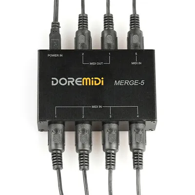 DOREMiDi MERGE-5 MIDI Interface Box Converter Adapter Controller 16 Channels US • $43.29