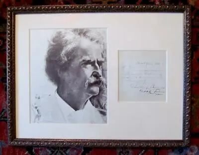 *mark Twain Rare Framed Double Signed Autograph Letter & Portrait* • $4999.99