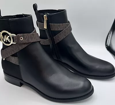 NEW Michael Kors Rory MK Logo Flat Bootie New In The Box  Black/Brown Size  7 • $31