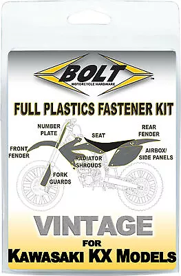 Bolt Full Plastic Fastener Kit Kawasaki 1992-1993 KX125 / KX250 Shrouds Fenders • $25.99