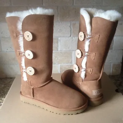 Ugg Bailey Button Triplet Triple Ii Chestnut Suede Tall Boots Size Us 6 Womens • $152.99