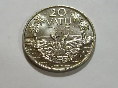 1983 Vanuatu 20 Vatu Crab Palm Trees Animal Wildlife Coin  Ebayship • $4