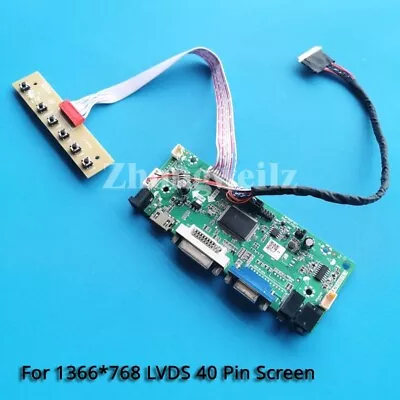 For B116XW03 V0/V1/V2 40 Pin LVDS Screen 1366x768 VGA DVI HDMI Driver Board Kit • $25.40