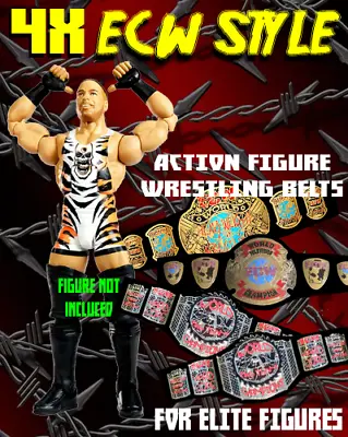 Four ECW Hardcore Style Championship Belts Wrestling Action Figures MATTEL 4 • $9