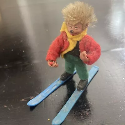 Vintage Steiff Peter Mecki Hedgehog On Skies 1960s Germany Skier Skying No Poles • $15