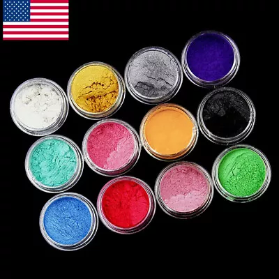 12Pcs Natural Mica Pigment Powder For Nail Soap Cosmetic Resin Colorant Dye US • $4.92