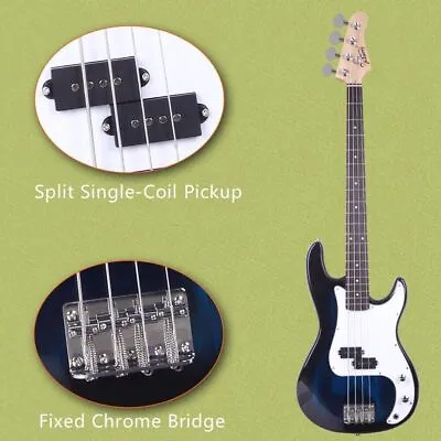 Beginner Student Musicians Electric Bass Guitar P Style + Cord + Wrench Tool Set • £75.88