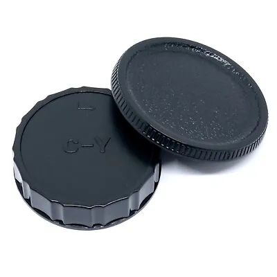 Rear Lens Cap & Body Cap Set For Contax Yashica CY Mount Fit Lenses & Cameras • £3.95