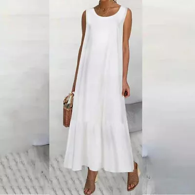 Womens Summer Casual Sleeveless Plus Size Dress Beach Party Maxi Sundress Kaftan • $30.59