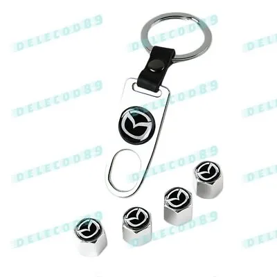 New Valve Stem Caps + Keychain Wheel Tire Black Or Silver For Mazda - Us Seller • $12.08