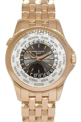 Patek Philippe World Time Complications 18k Rose Gold Mens 39.5mm Watch 5130/1R • $53888