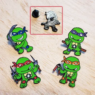 🐢 TMNT Enamel Pin Set 4 Pcs 🐢 Brooch Badges Lapel Metal Pins Turtle Power 🐢 • $6.95