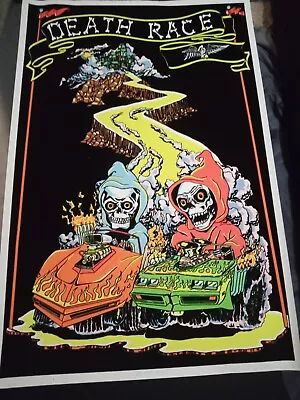Vintage Velvet Blacklight Poster 1981 Death Race • $175