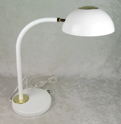 White Gold UFO Dome Desk Lamp Vintage Mid Century Modern 18-1/2 Inch Tall • $195