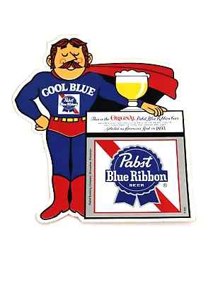 1972 Pabst Blue Ribbon Beer Cool Blue Man Vintage Original Decal Sticker Pbr Nos • $6.75