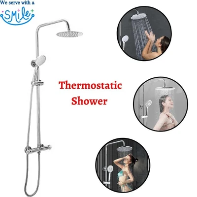 £29.67 • Buy Thermostatic Shower Mixer Round Twin Head Exposed Valve Bathroom Chrome Bar Set