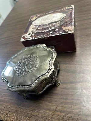 Vintage Silver Plated Jewelry Box With Lion's Claw Feet & Red Velvet Lining • $19.99