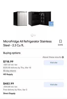 Microfridge 2.3Mf4r Compact Refrigerator Black 19-53/64In D 2.3Cu Ft • $200