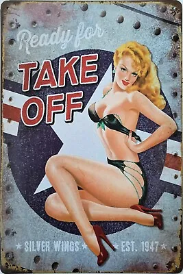 £6.85 • Buy Fun Metal Plaque US Air Force Pin Up Girl Double Meaning Army Military Tin Sign