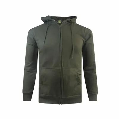 Mens Hoody Full Zip Jacket Olive Green Small - 5XL Hood Pockets Adults Kingsize • $28.52