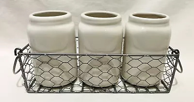 4 Piece Porcelain Silverware Holder Metal Wire Basket Caddy For Kitchen Utensils • $12.99