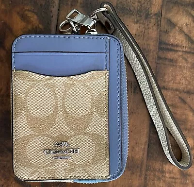 Coach  Wristlet Wallet Blue Pre-Owned • $23