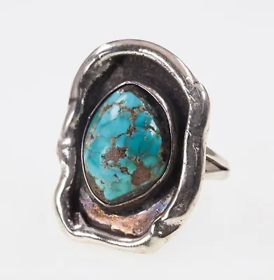 Vintage Navajo Sterling Silver Turquoise Ring Sz 10.50 • $131.24