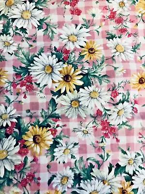VTG Cottagecore DAISIES On Pink Gingham Fabric By The Kessler For Concord  BTFQ • $19.99