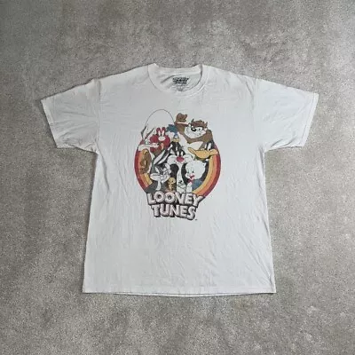 Looney Tunes T Shirt White Adult Large L Mens Graphic Vintage Summer Cotton A453 • £10