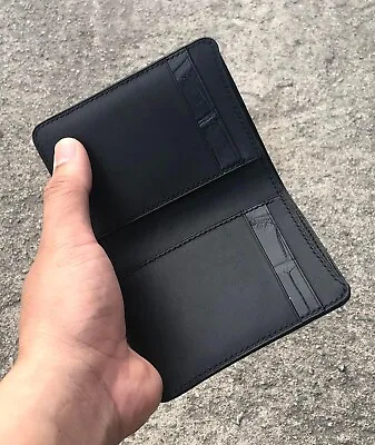 Black Bifold Mini Wallet Real Alligator Leather Money ClipAlligator Wallet Card • $229.99