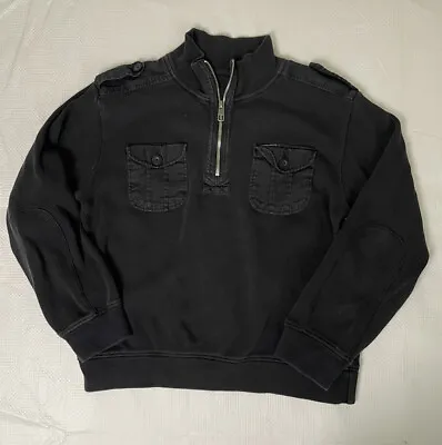 Marc Ecko Cut & Sew 1/4 Zip Long Sleeve Men’s Black Mock Neck Sweater Size L • $15