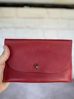 RARE Libby Lane Red Pebbled Leather Envelope Small Pouch Clutch Bag • $66.50