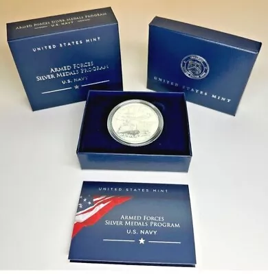 *U.S. Mint Armed Forces Medal Navy 1.0 Troy Oz. 99.9% Silver  SNV1 OGP/COA* • $86.95