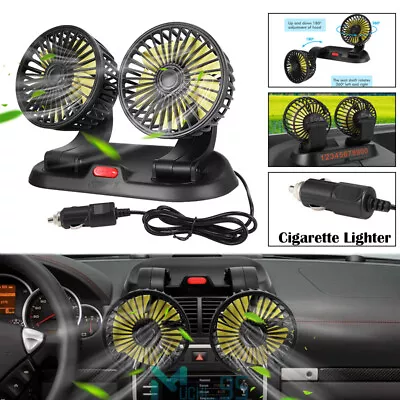 12V Car Cooling Fan Dual Head W/ Cigarette Lighter For Van SUV Boat Auto Vehicle • $27.67